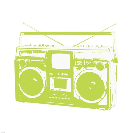 Framed Lime Boom Box Print