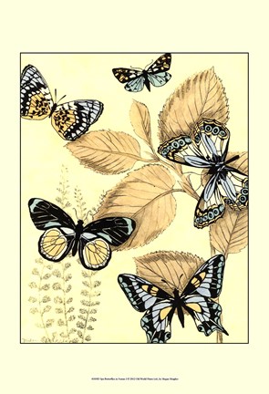 Framed Spa Butterflies in Nature I Print