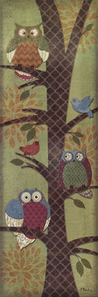 Framed Fantasy Owls Panel I Print