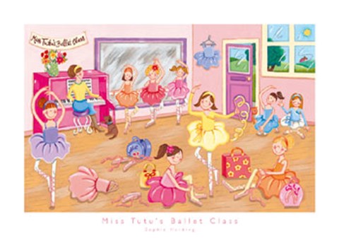 Framed Miss Tutu&#39;s Ballet Class Print