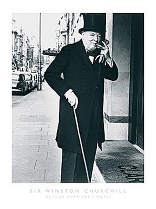 Framed Sir Winston Churchill Outside Claridges Hotel Print