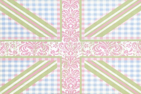 Framed Union Jack, Blue, Green and Pink Print