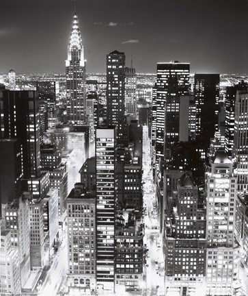 Framed Night Skyline NYC Print