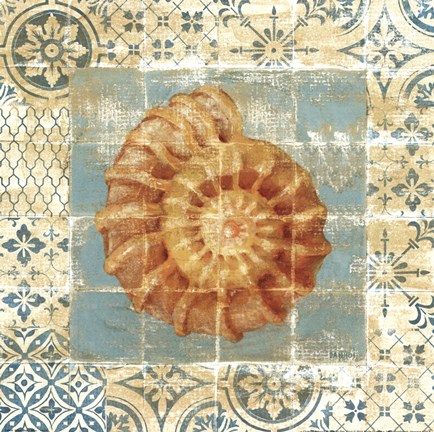 Framed Shell Tiles I Blue Print