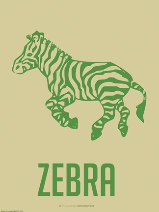 Framed Zebra Green I Print