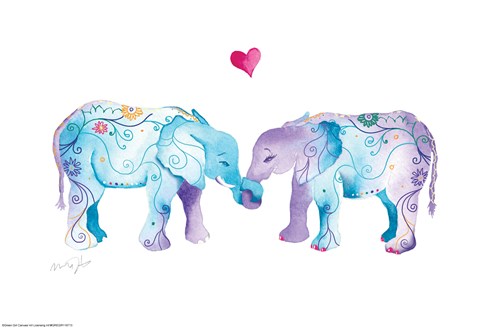 Framed Elephants in Love Print
