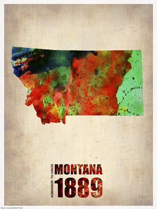 Framed Montana Watercolor Map Print