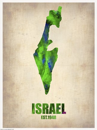 Framed Israel Watercolor Map Print