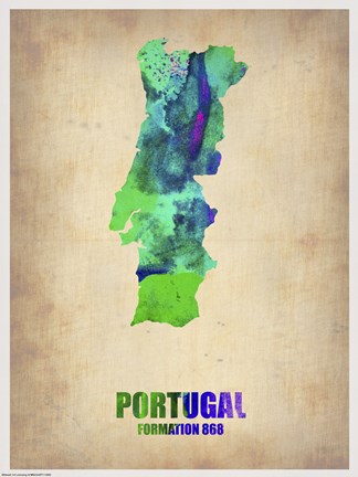 Framed Portugal Watercolor Map Print