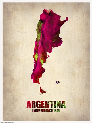 Framed Argentina Watercolor Map Print