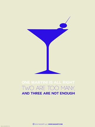 Framed Martini Poster Blue Print