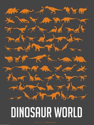 Framed Dinosaur Poster Orange Print