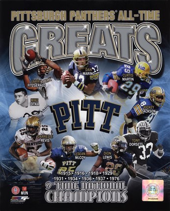 Framed University of Pittsburgh Panthers All Time Greats Print