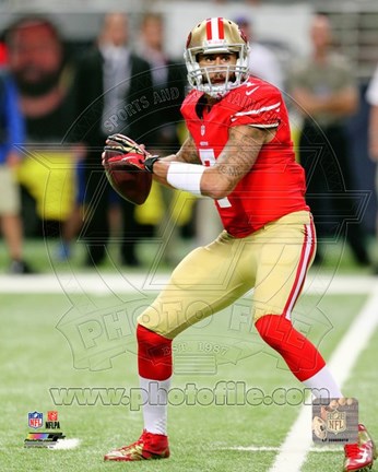 Framed Colin Kaepernick with the ball 2013 Print