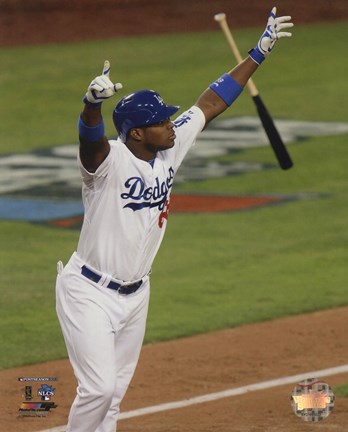 Framed Yasiel Puig RBI Triple Game 3 of the 2013 National League Championship Series Action Print