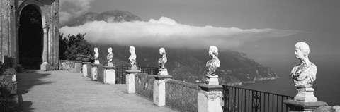 Framed Marble busts along a walkway, Ravello, Amalfi Coast, Salerno, Campania, Italy Print