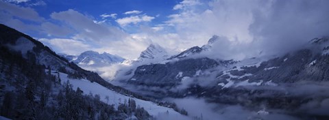 Framed Clouds over mountains, Alps, Glarus, Switzerland Print