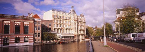 Framed Buildings along a water channel, Amsterdam, Netherlands Print