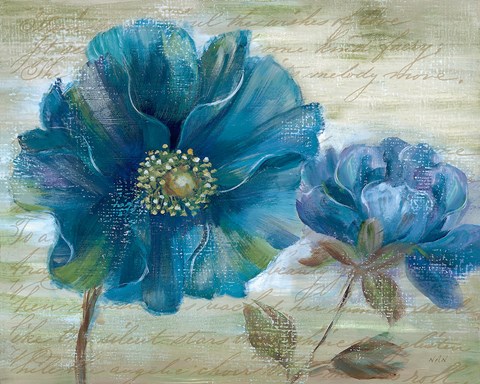 Framed Blue Poppy Poem I Print
