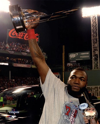 Framed David Ortiz with the 2013 World Series MVP Trophy Game 6 of the 2013 World Series Print