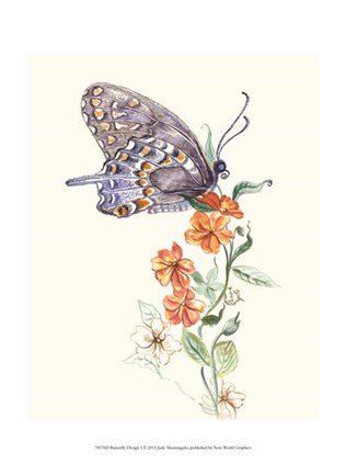 Framed Butterfly Design I Print