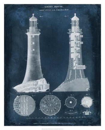 Framed Lighthouse Blueprint Print