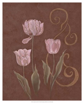 Framed Tulips with Scroll II Print