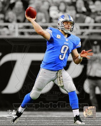 Framed Matthew Stafford 2013 Spotlight Action Print