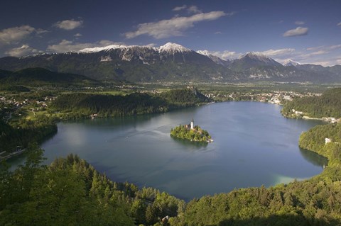 Framed High angle view of a lake, Lake Bled, Julian Alps, Bled, Gorenjska, Slovenia Print