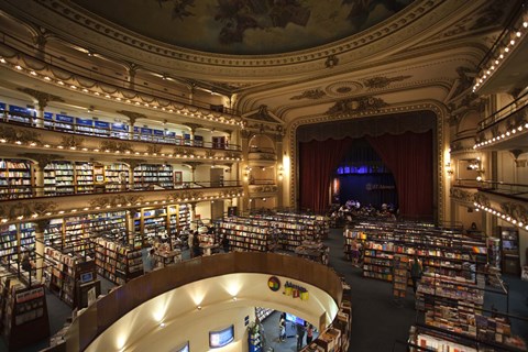 Framed Interiors of a bookstore, El Ateneo, Avenida Santa Fe, Buenos Aires, Argentina Print