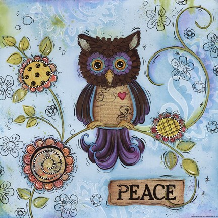 Framed Peace Owl Print