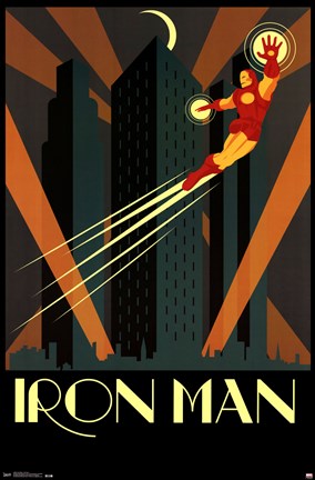 Framed Iron Man - Art Deco Print