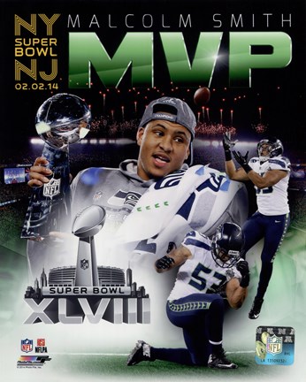Framed Malcolm Smith Super Bowl XLVIII MVP Portrait Plus Print