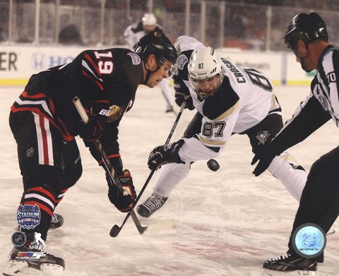 Framed Jonathan Toews &amp; Sidney Crosby 2014 NHL Stadium Series Action Print