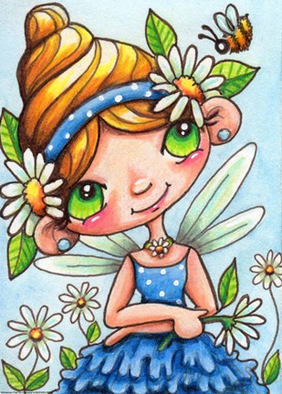 Framed Daisy Flower Fairy Print