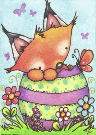 Framed Happy Easter Little Fox Print