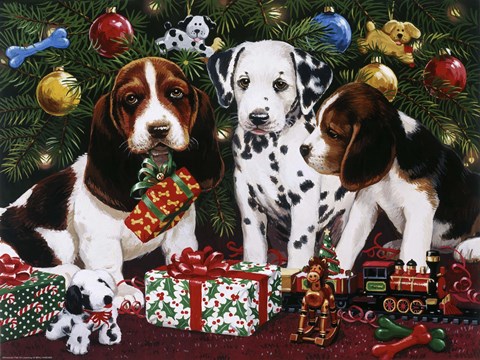 Framed Christmas Puppies 2 Print
