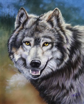 Framed Grey Wolf Print