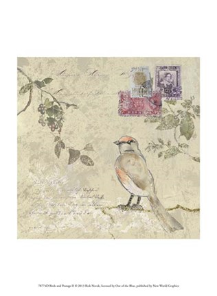 Framed Bird &amp; Postage II Print