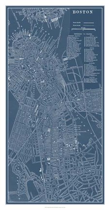 Framed Graphic Map of Boston Print