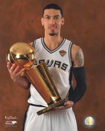 Framed Danny Green with the NBA Championship Trophy Game 5 of the 2014 NBA Finals Print