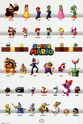 Framed Mario - Characters Print