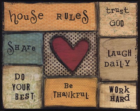 Framed House Rules Print