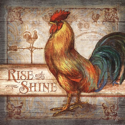 Framed Rise &amp; Shine Rooster Print