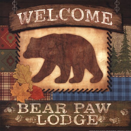 Framed Welcome Bear Paw Lodge Print