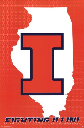 Framed University of Illinois - Logo 14 Print