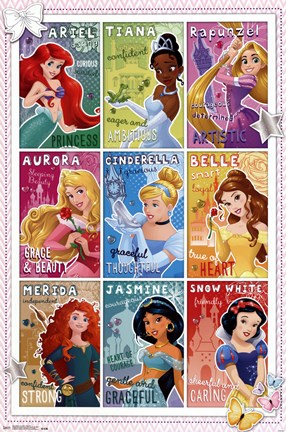 Framed Disney Princess - Grid 2014 Print