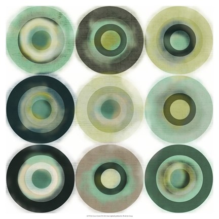 Framed Green Circles II Print