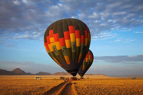 Framed Launching hot air balloons, Namib Desert, near Sesriem, Namibia Print