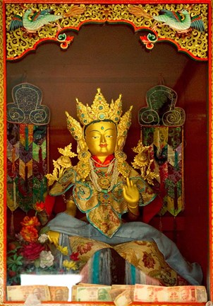 Framed Statue in Thikese Monastery, Ladakh, India Print